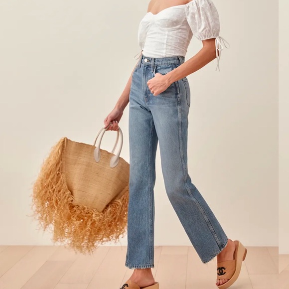 Reformation NWT Jeans Georgia retro high-rise flare Blue Jeans Women's size 29 - Picture 1 of 16